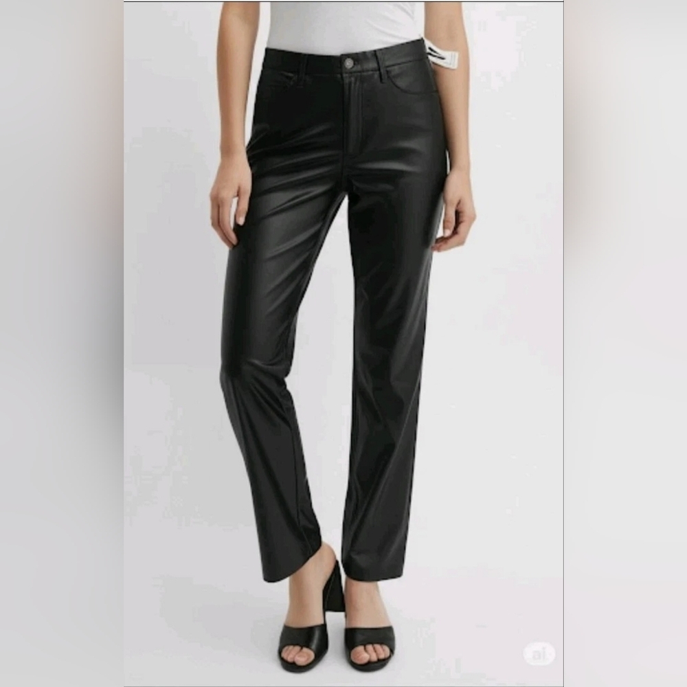 Joie black faux leather slim fit eco-friendly pants, size 4, new with tags